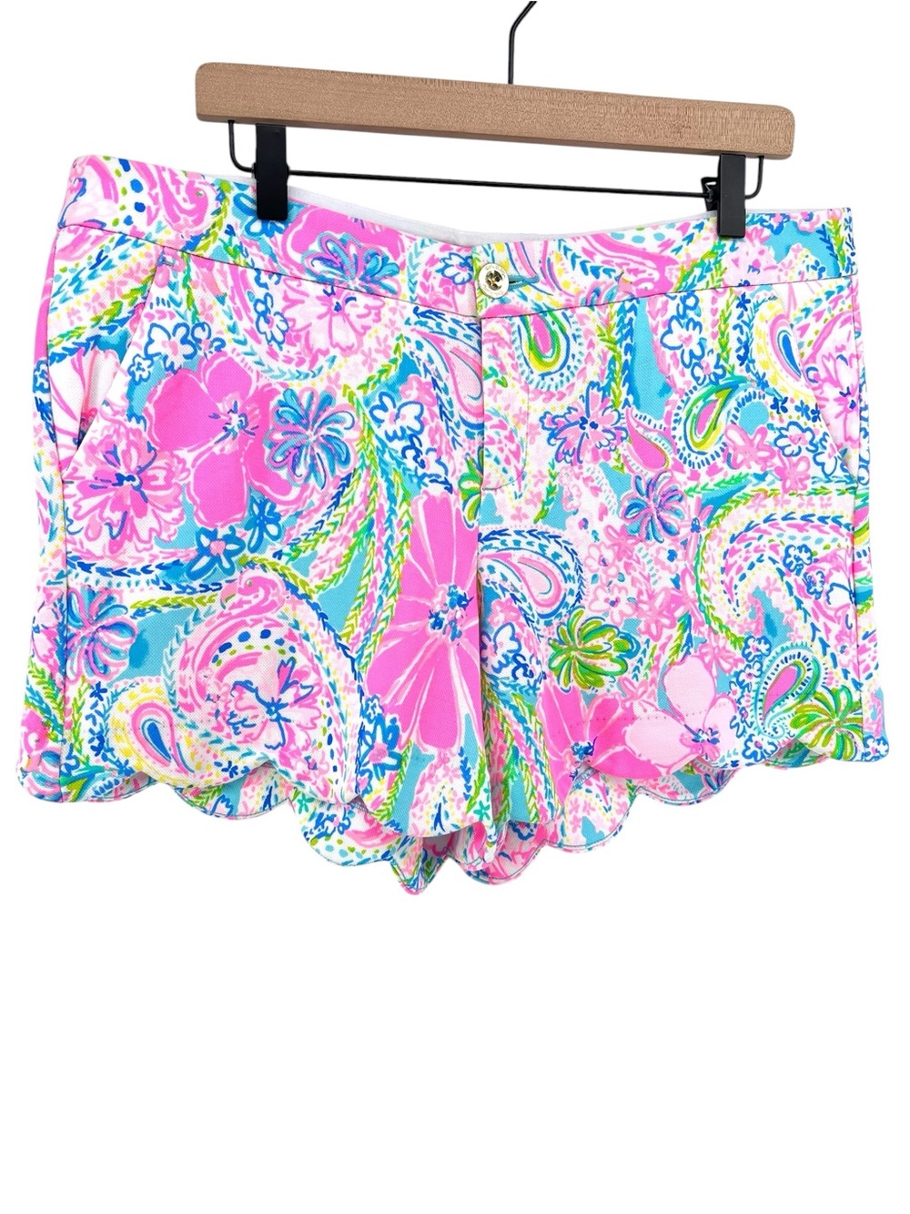 Lilly Pulitzer Buttercup Knit Scallop Shorts Sz 14 Pink "Flock Full of Fun" NWT